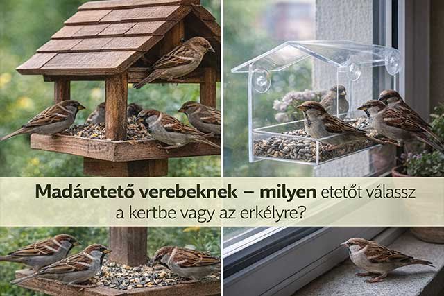 Madáretető verebeknek kertben és erkélyen – fa és ablakra szerelhető etető