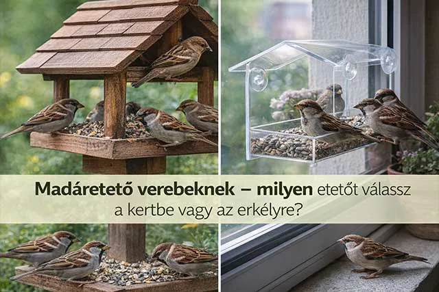 Madáretető verebeknek kertben és erkélyen – fa és ablakra szerelhető etető