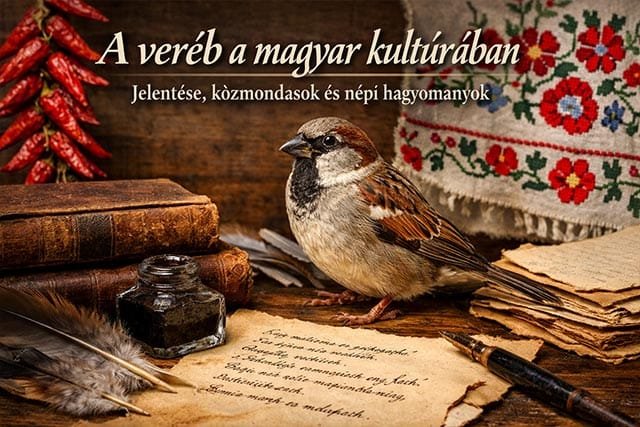 Házi veréb régi könyveken és kéziratokon, a veréb jelentése és közmondások témájú kulturális illusztráció