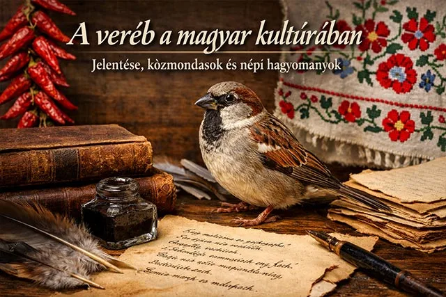 Házi veréb régi könyveken és kéziratokon, a veréb jelentése és közmondások témájú kulturális illusztráció