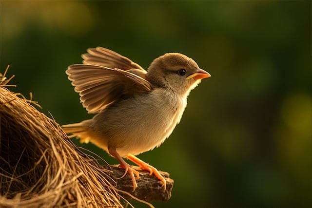 verébfióka kirepül